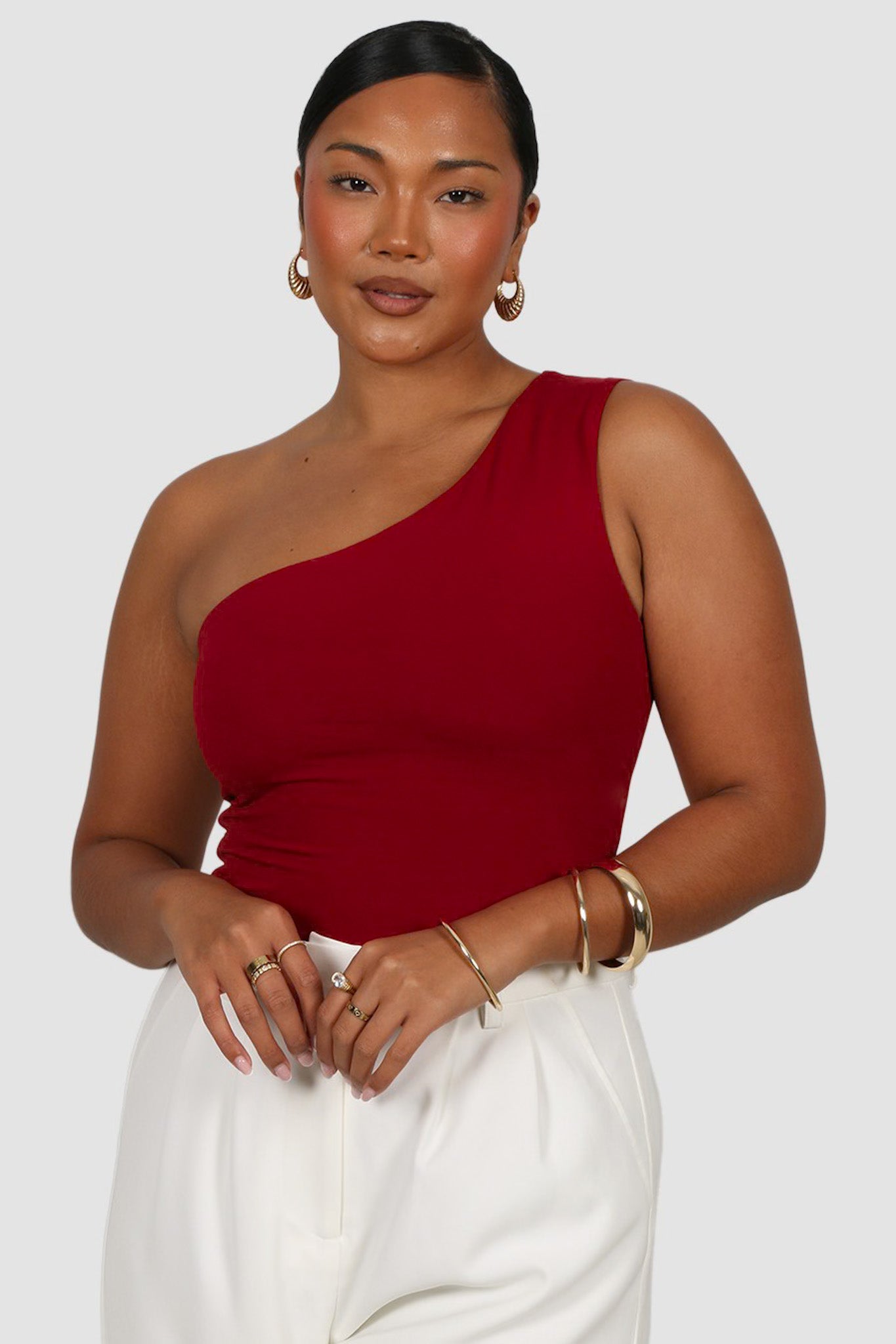 SULLIVAN ONE SHOULDER TOP CHERRY