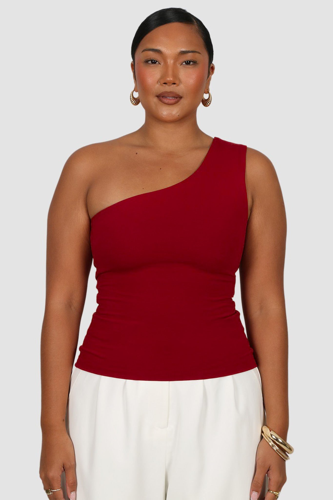 SULLIVAN ONE SHOULDER TOP CHERRY