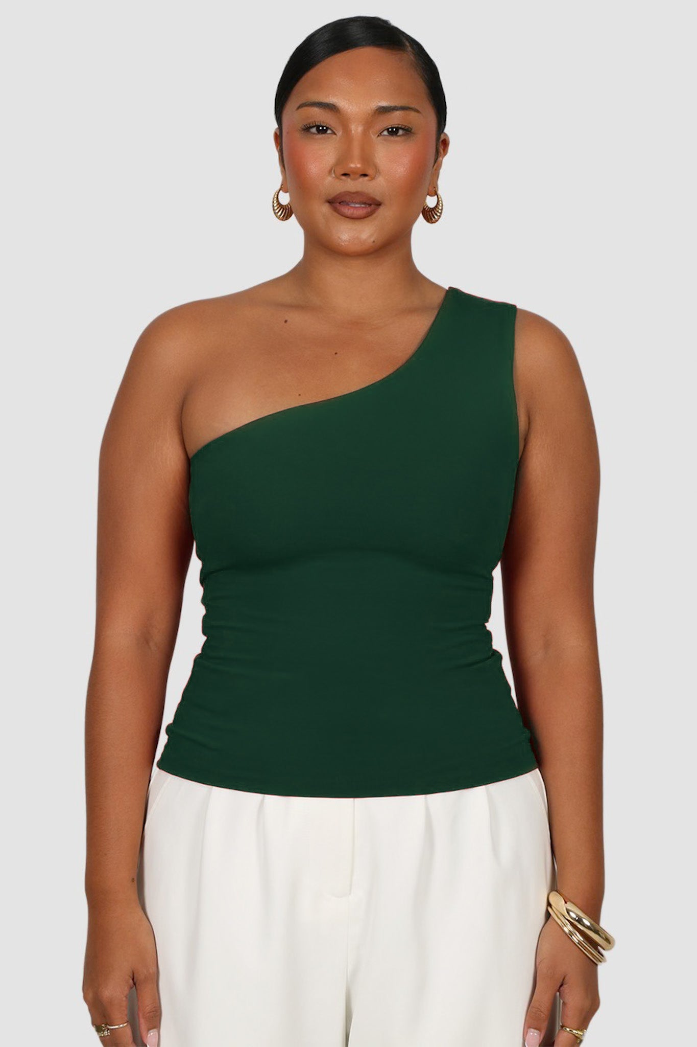 SULLIVAN ONE SHOULDER TOP DEEP GREEN