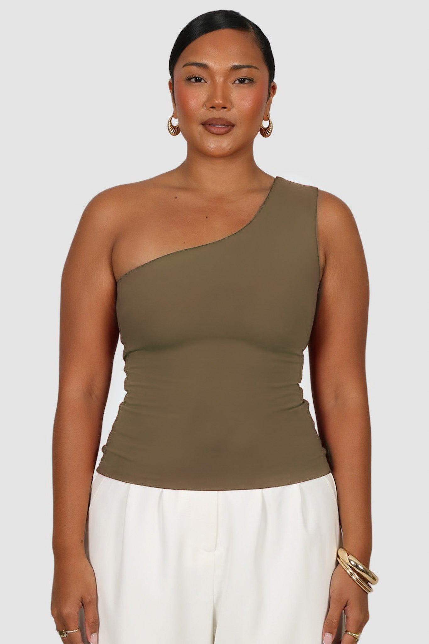 SULLIVAN ONE SHOULDER TOP OLIVE