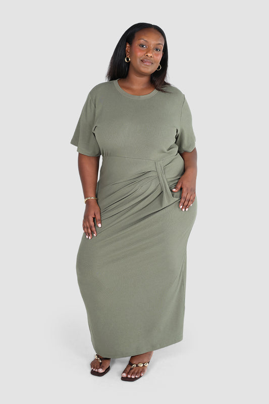 MARNIE RIB DRESS KHAKI