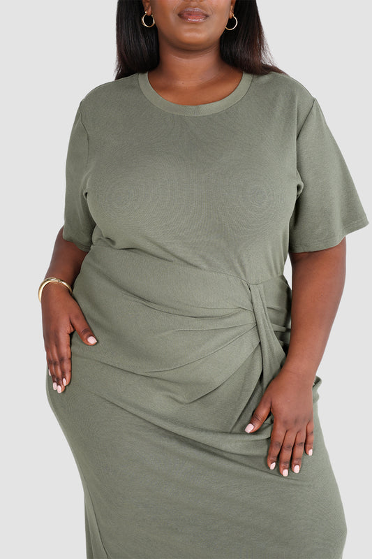 MARNIE RIB DRESS KHAKI