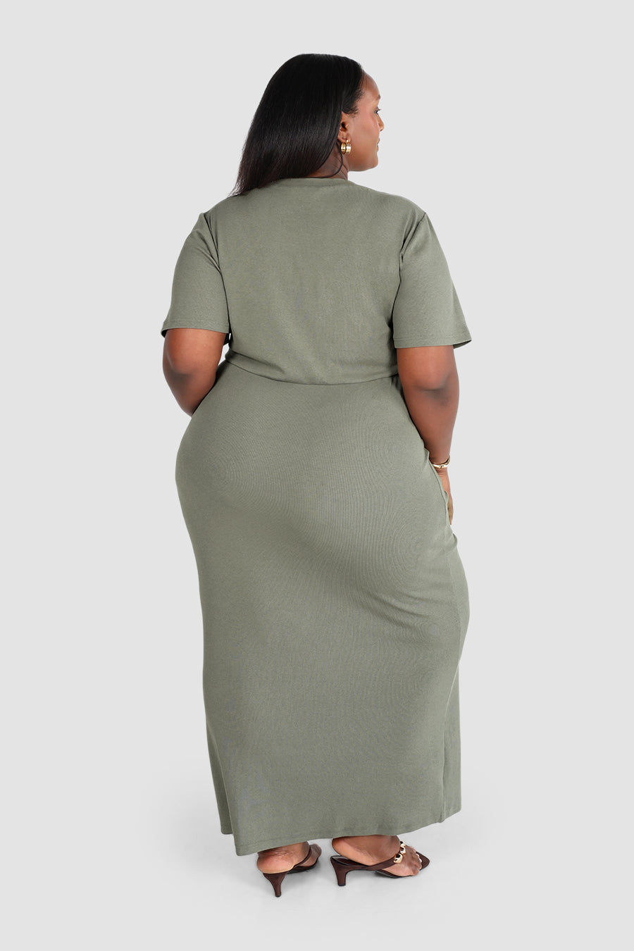 MARNIE RIB DRESS KHAKI