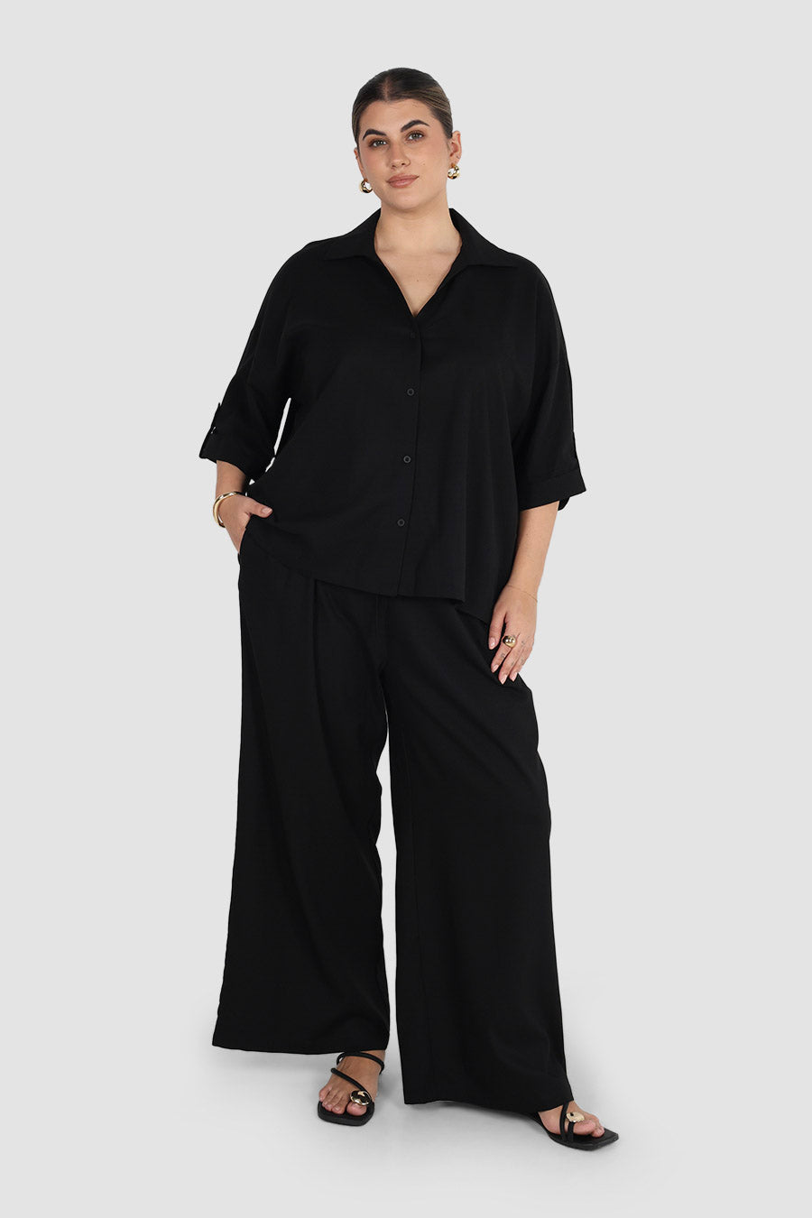 MILOS BUTTON SHIRT BLACK