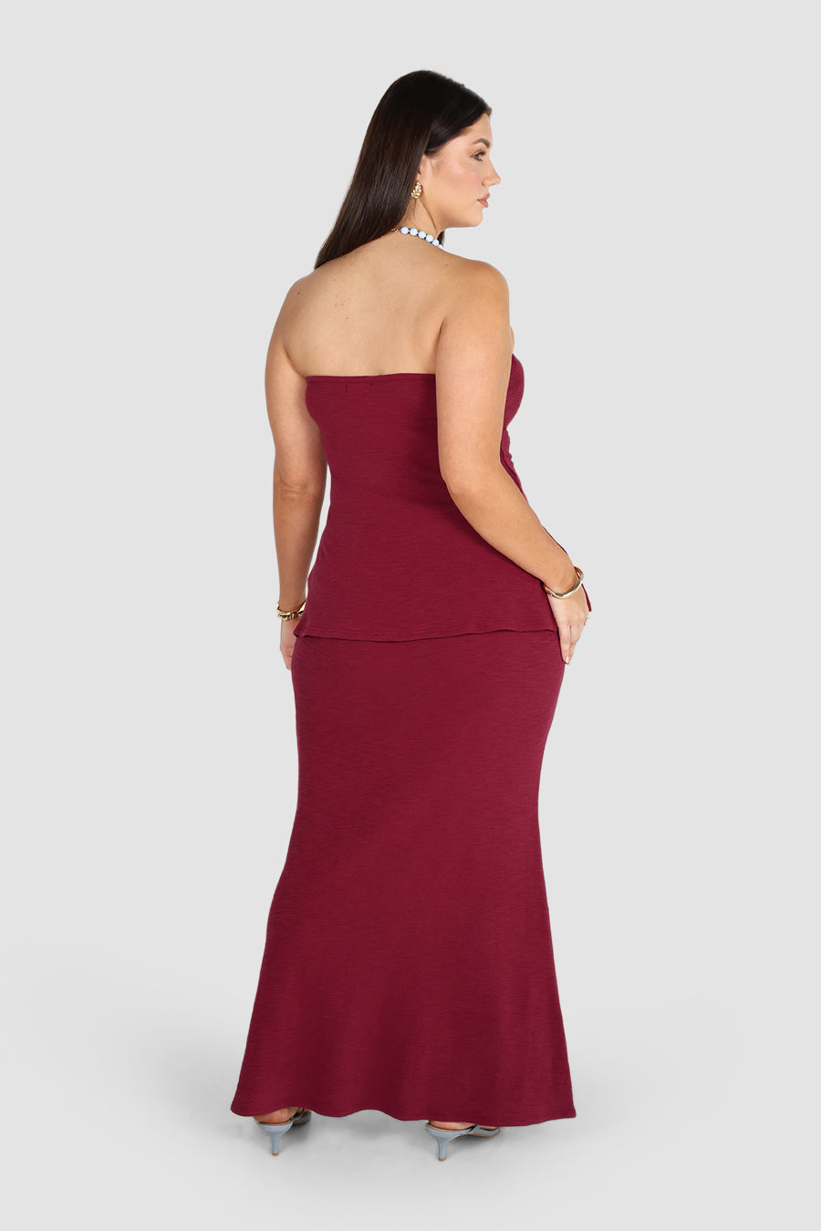 OCEA STRAPLESS TOP DEEP BURGUNDY