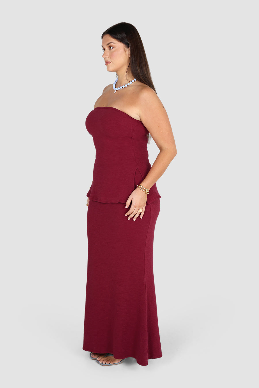 OCEA STRAPLESS TOP DEEP BURGUNDY