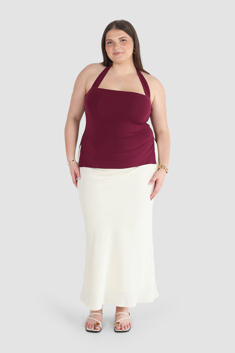 OVIE HALTER TOP MERLOT