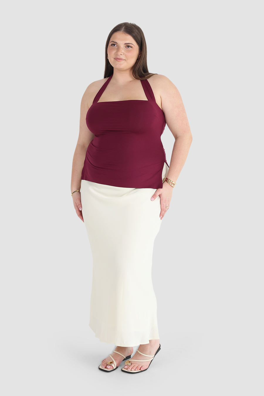 OVIE HALTER TOP MERLOT