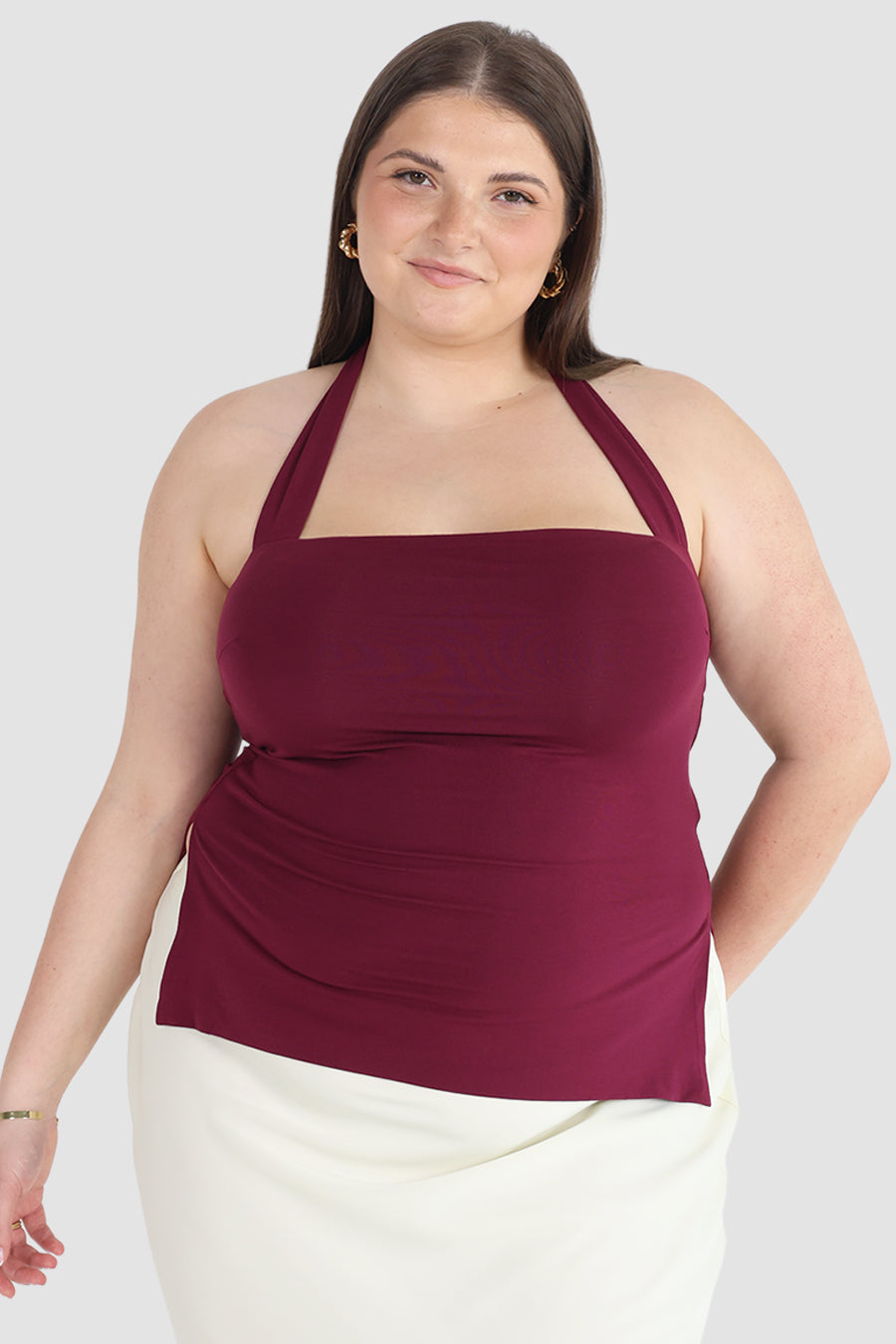 OVIE HALTER TOP MERLOT