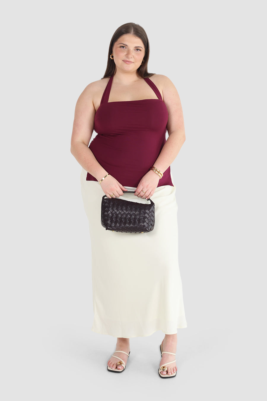 OVIE HALTER TOP MERLOT