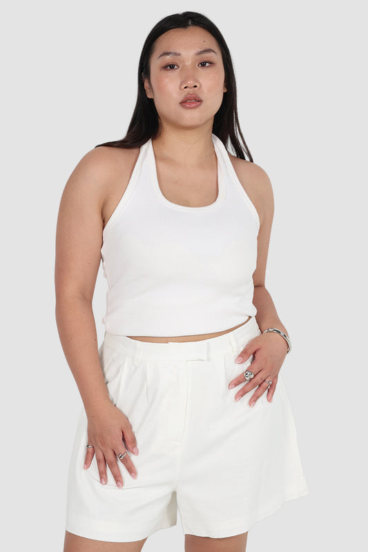 RUBEN LINEN BLEND SHORTS WHITE