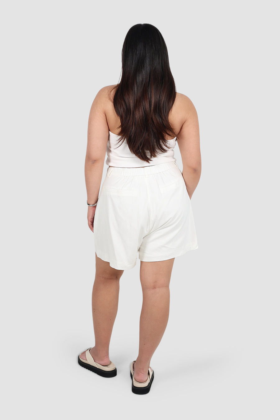 RUBEN LINEN BLEND SHORTS WHITE