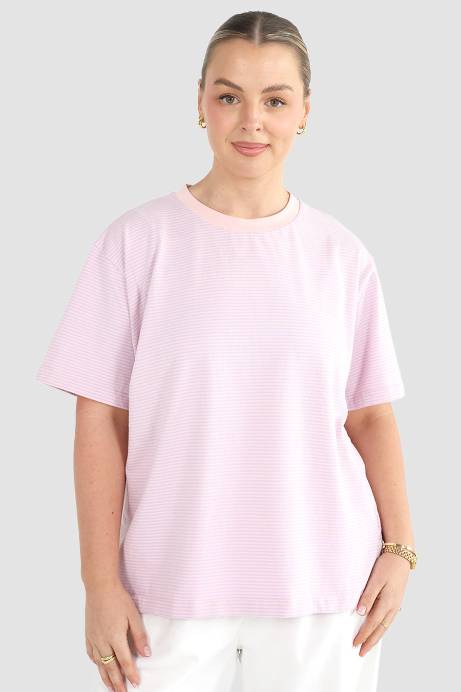 SPENCER STRIPE TEE LILAC/PINK