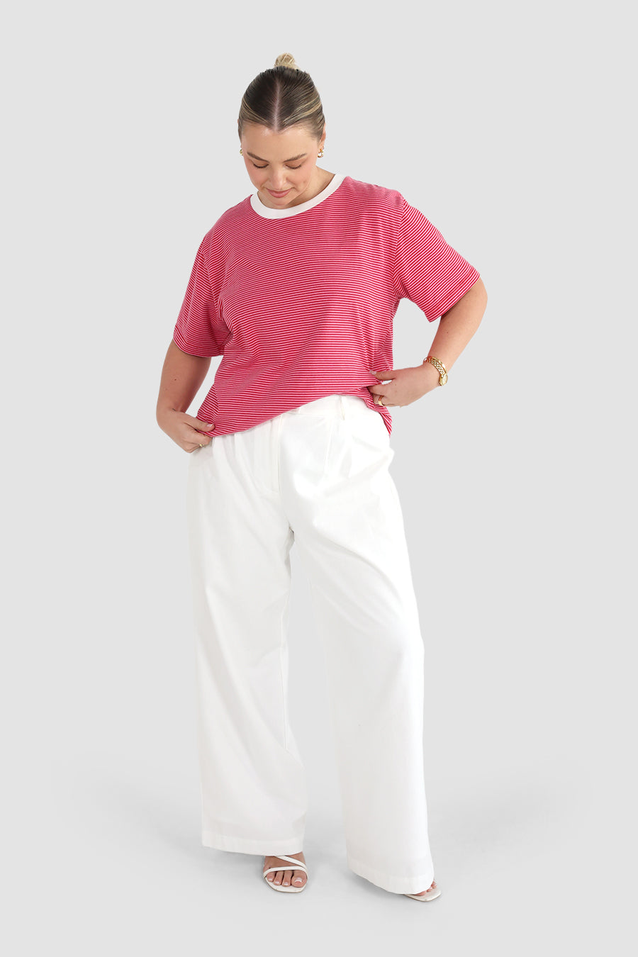 SPENCER STRIPE TEE RED/PINK
