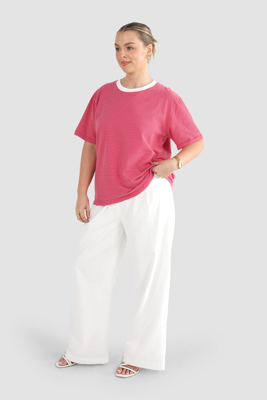 SPENCER STRIPE TEE RED/PINK