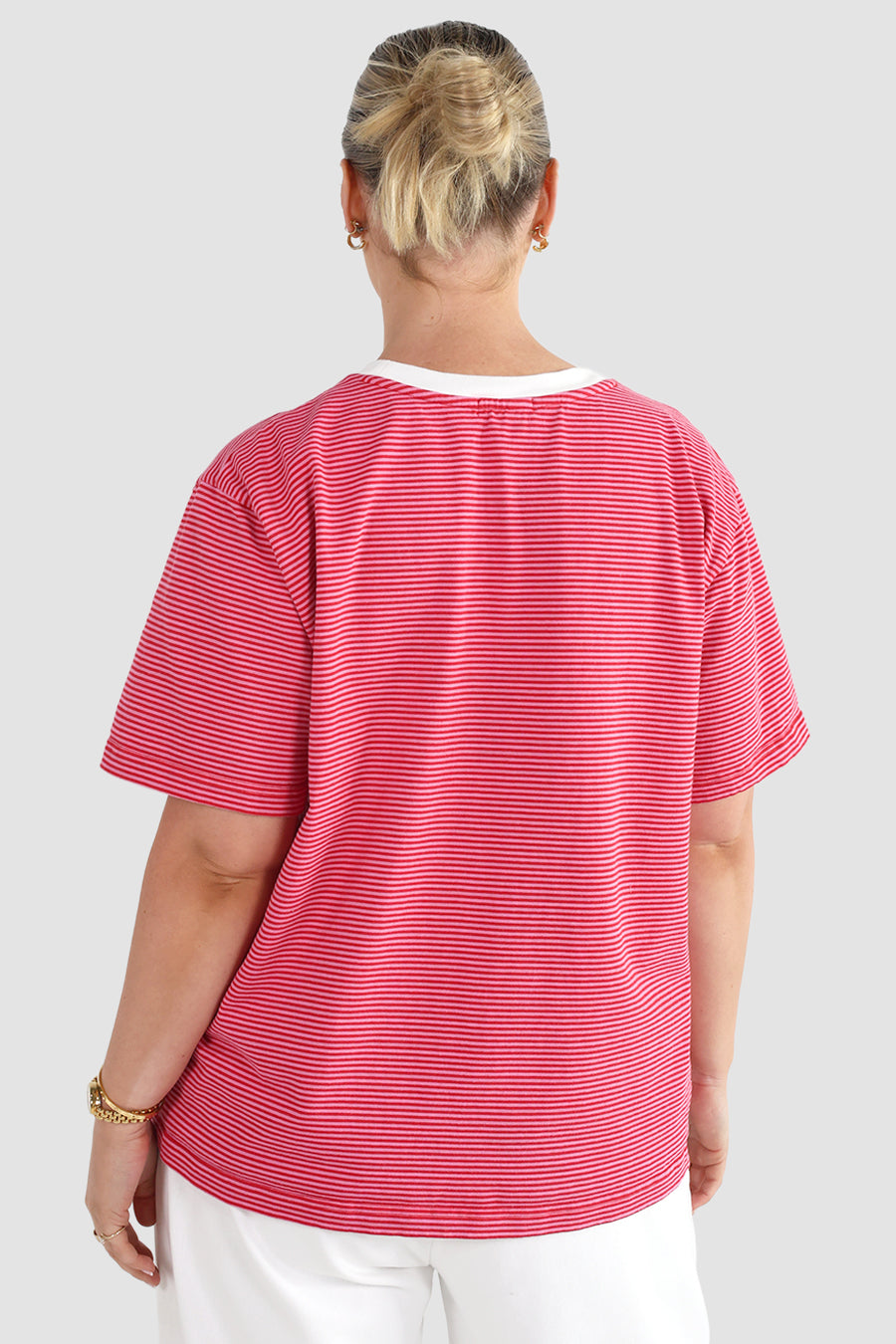 SPENCER STRIPE TEE RED/PINK