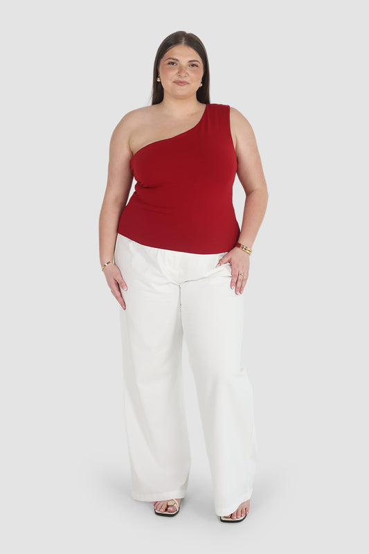 SULLIVAN ONE SHOULDER TOP CHERRY