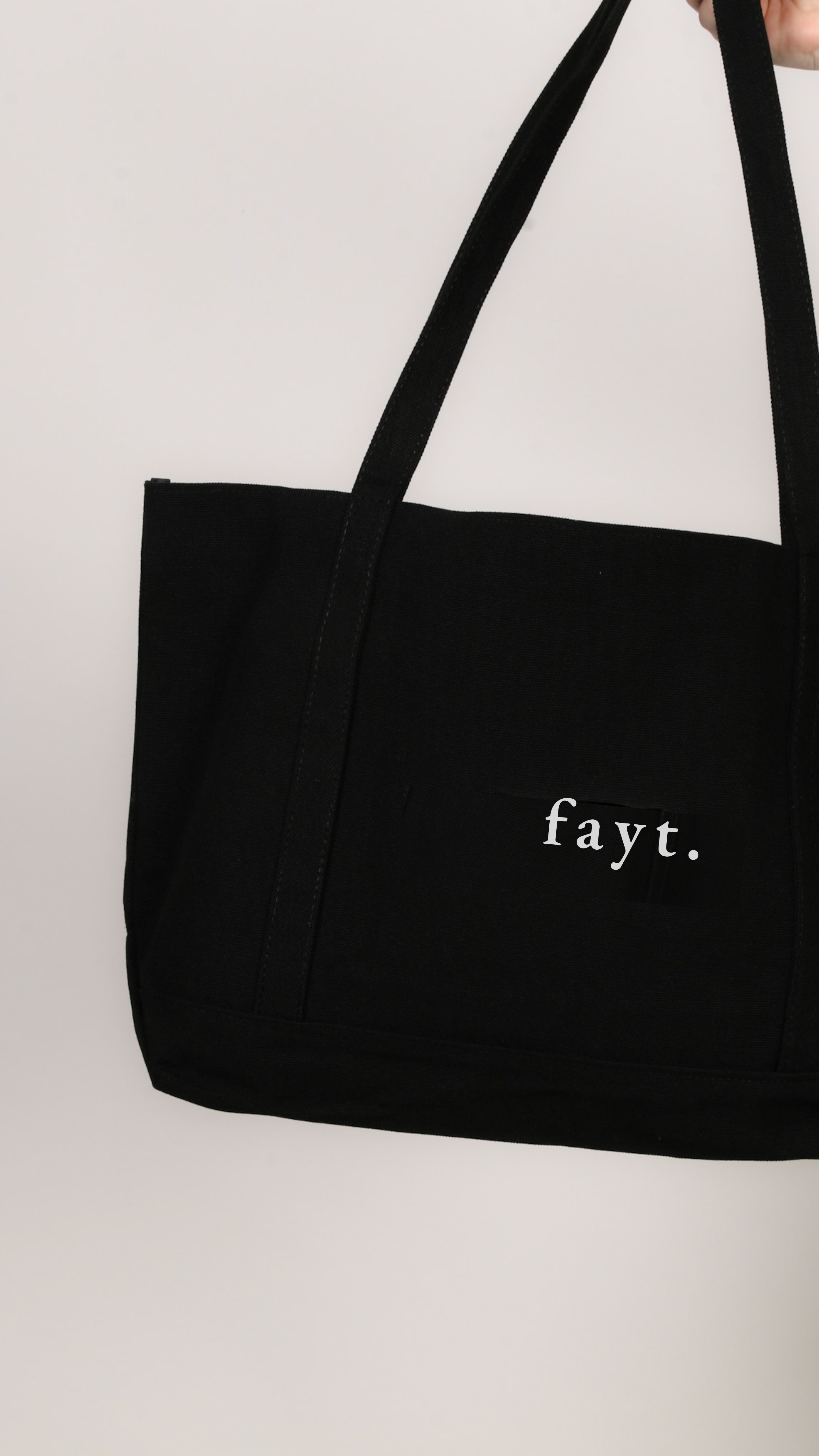 FAYT EMBROIDERED TOTE BAG BLACK