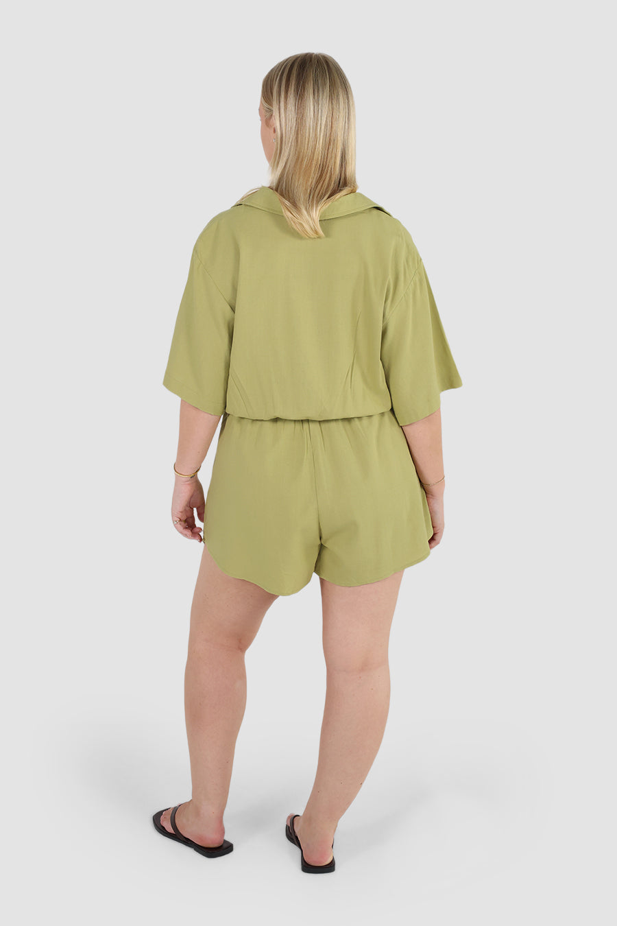 ZEPHYR LINEN PLAYSUIT PISTACHIO