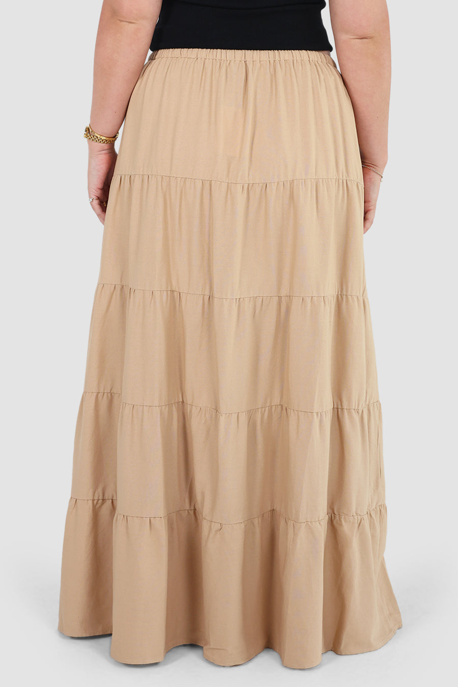 ZYLA TIERED MAXI SKIRT LATTE