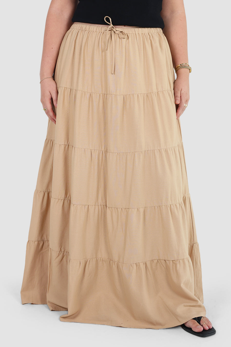 ZYLA TIERED MAXI SKIRT LATTE