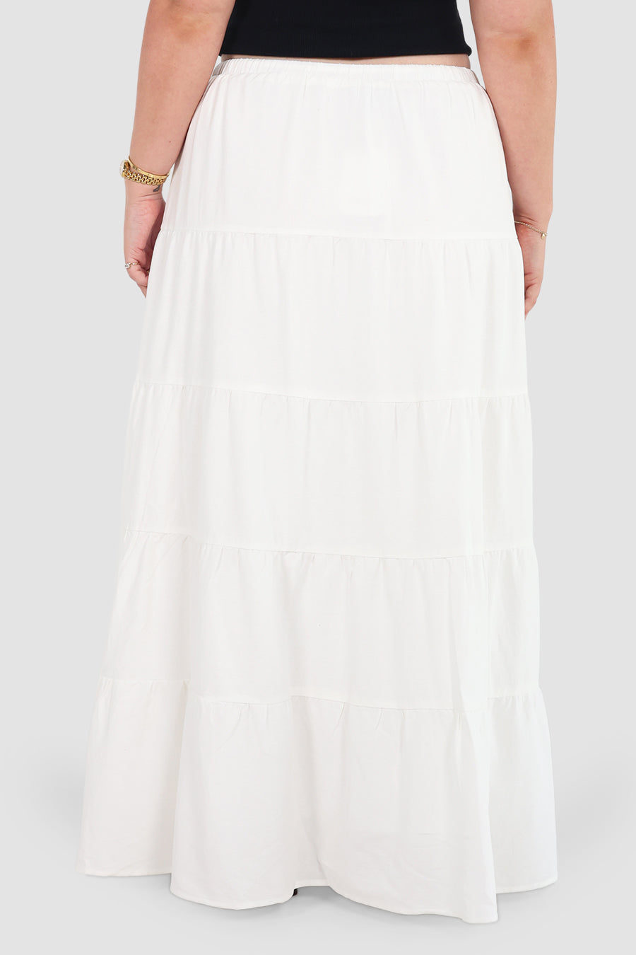 ZYLA TIERED MAXI SKIRT WHITE