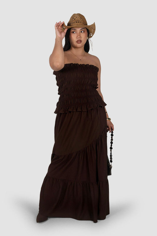 ALUNA MAXI SKIRT ESPRESSO - Fayt The Label