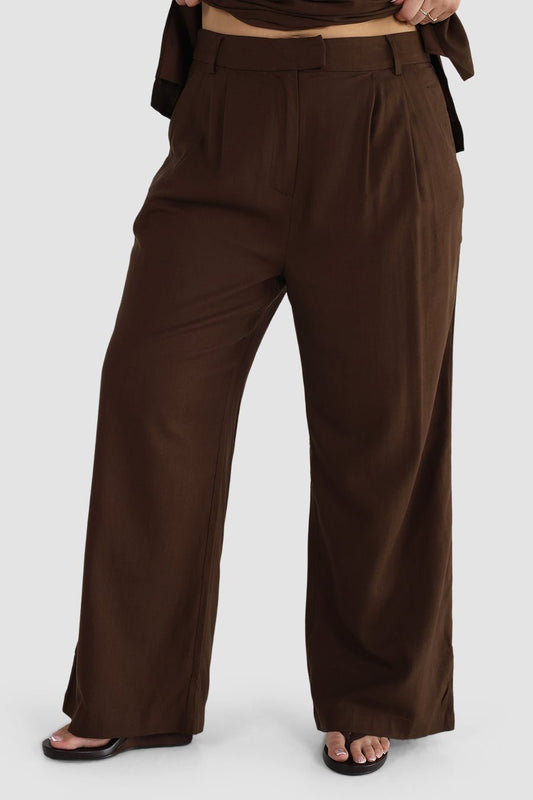 ARIE LINEN PANTS ESPRESSO - Fayt The Label