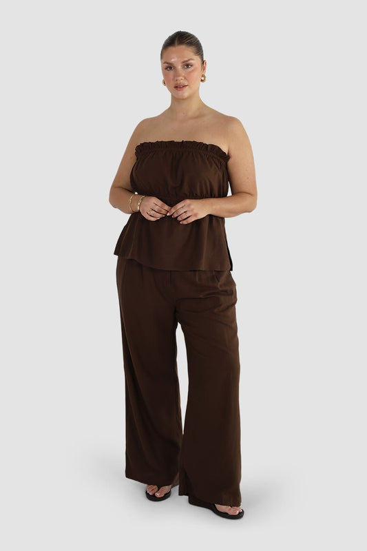 ARIE LINEN PANTS ESPRESSO - Fayt The Label