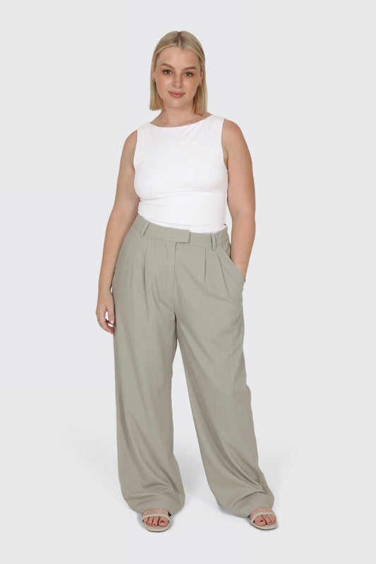 ARIE LINEN PANTS STONE TALL FIT - Fayt The Label