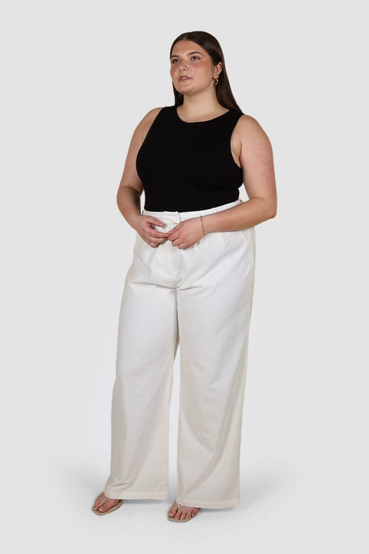 ARIE LINEN PANTS TALL FIT WHITE - Fayt The Label