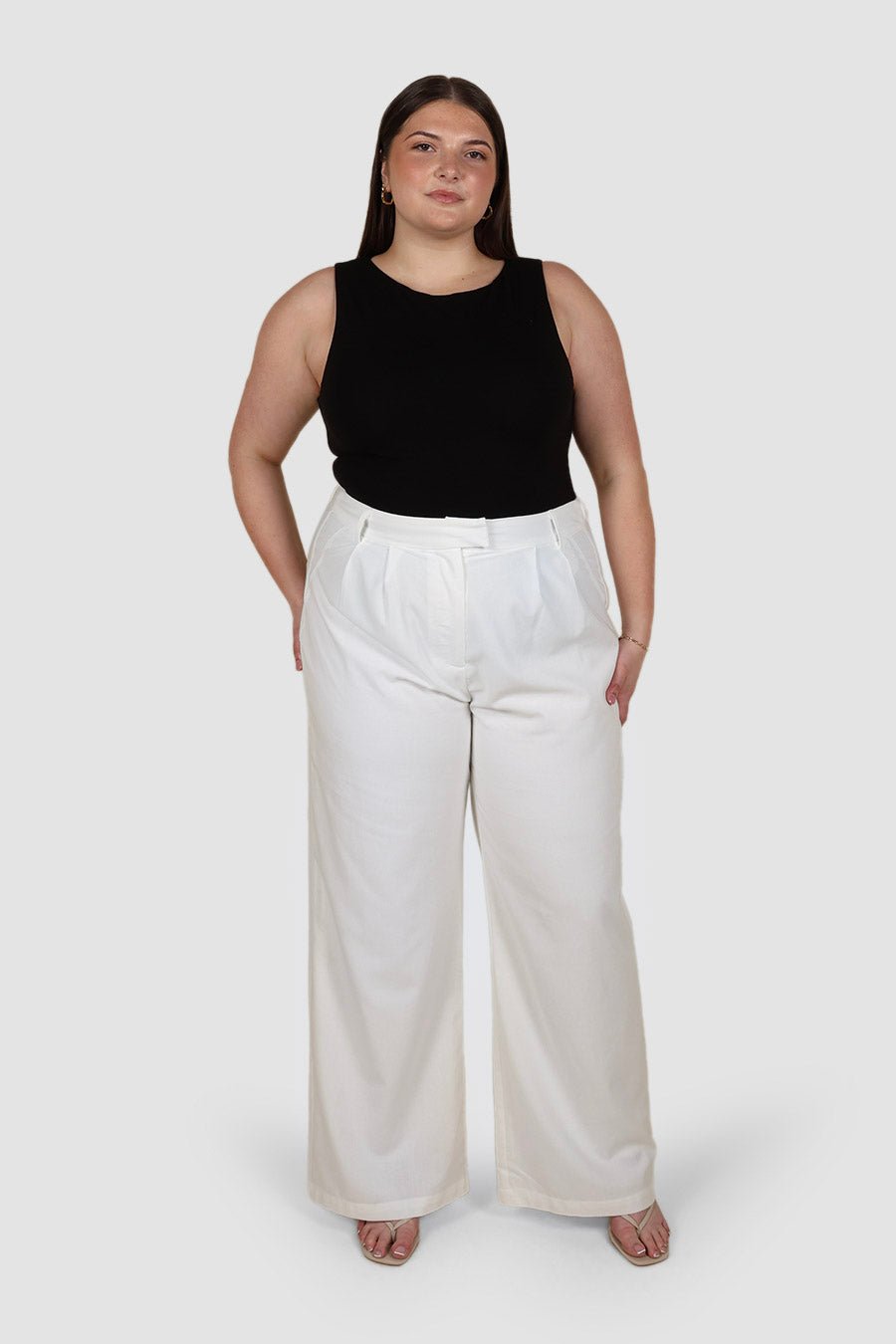 ARIE LINEN PANTS TALL FIT WHITE - Fayt The Label