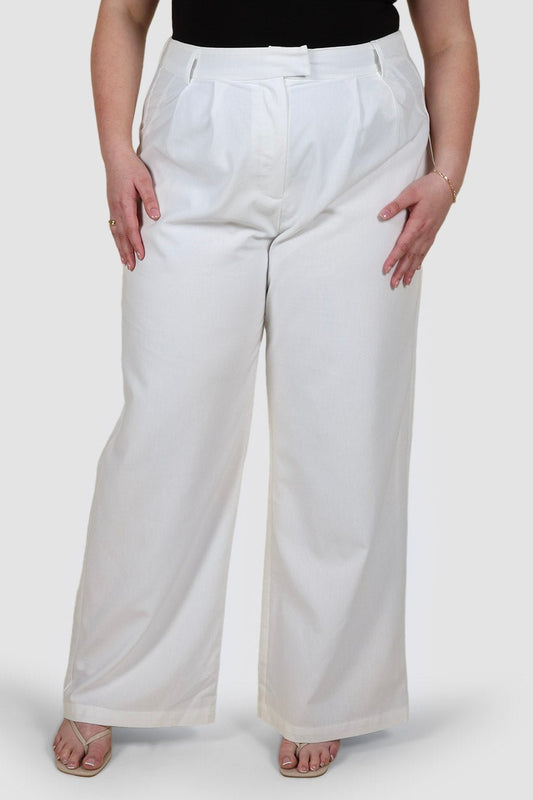 ARIE LINEN PANTS TALL FIT WHITE - Fayt The Label