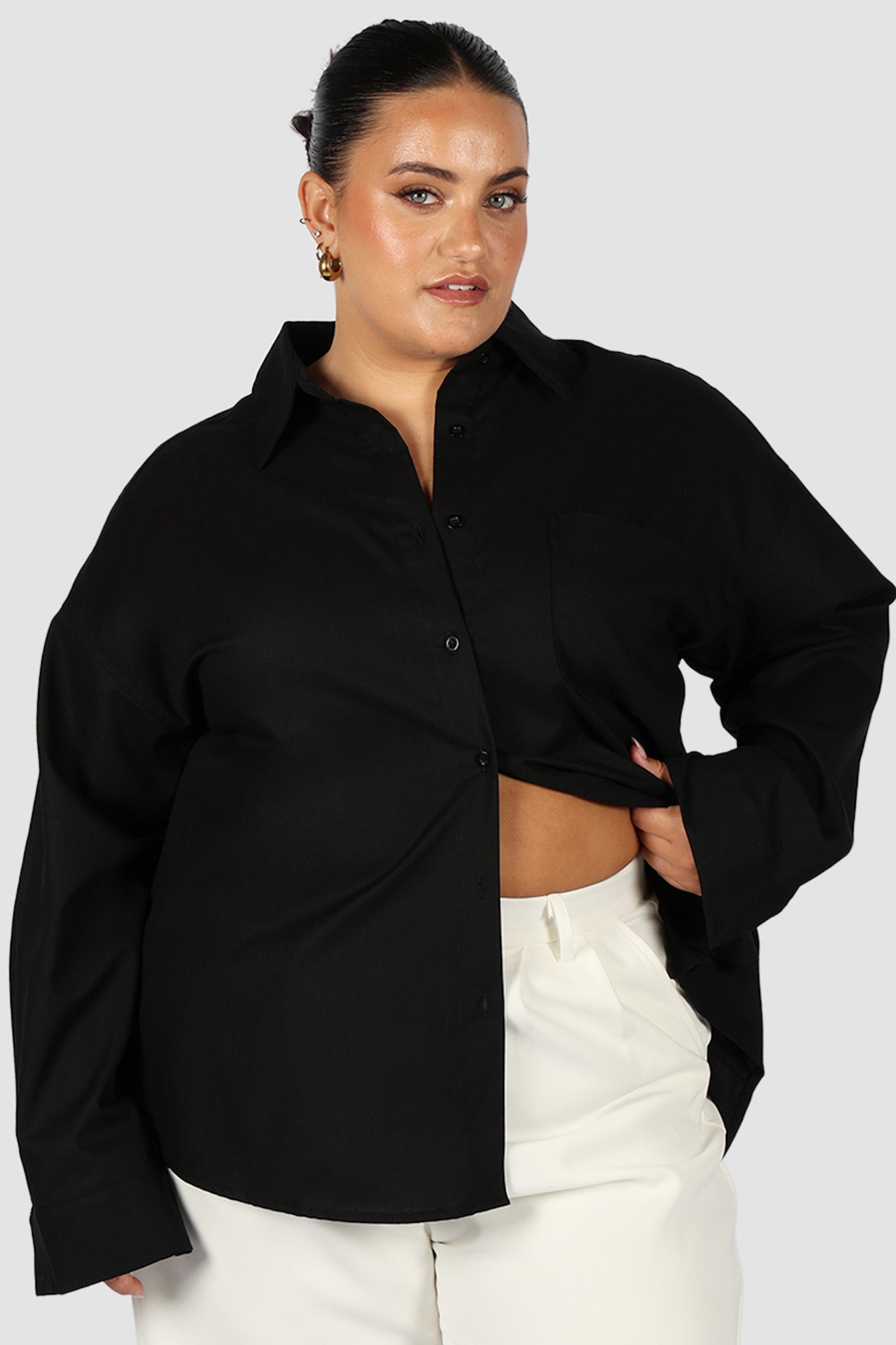BEXLEY BUTTON SHIRT BLACK - Fayt The Label