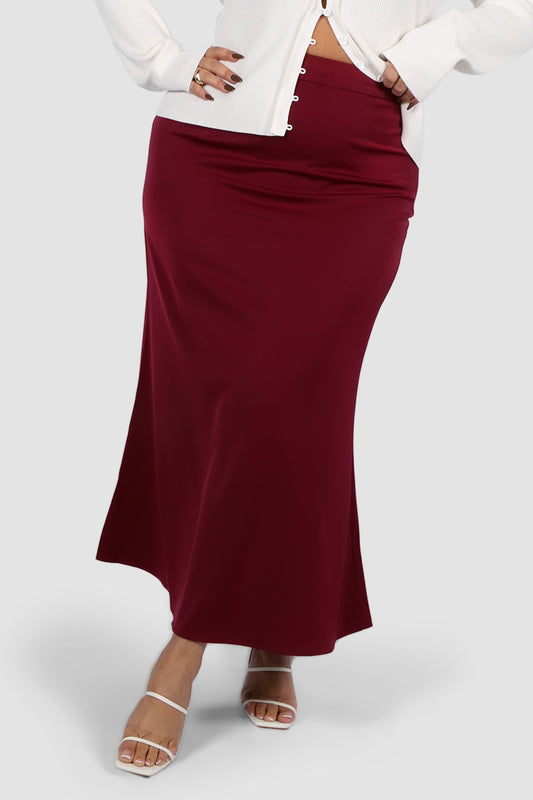 BIANCA SLIP MIDI SKIRT MERLOT - Fayt The Label