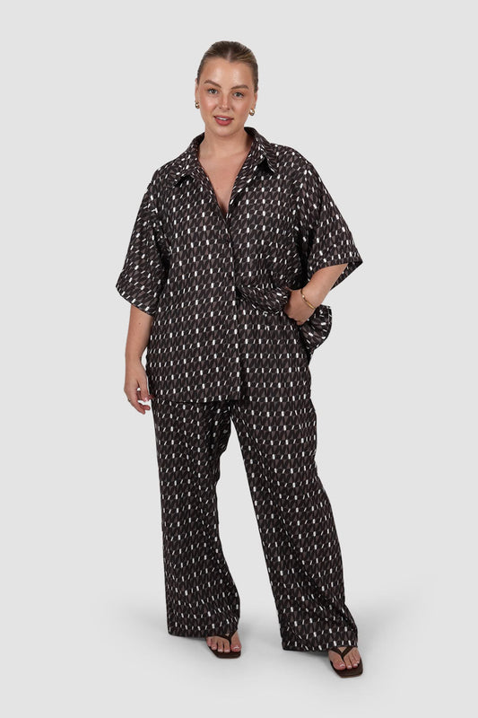 BLANCO PANTS BROWN GEO - Fayt The Label