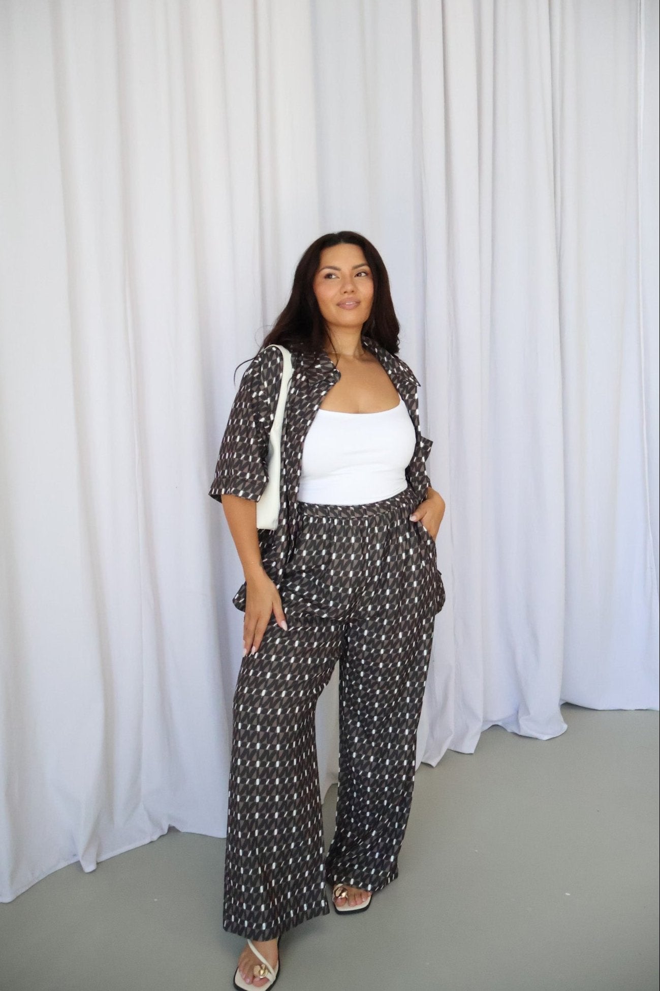 BLANCO PANTS BROWN GEO - Fayt The Label