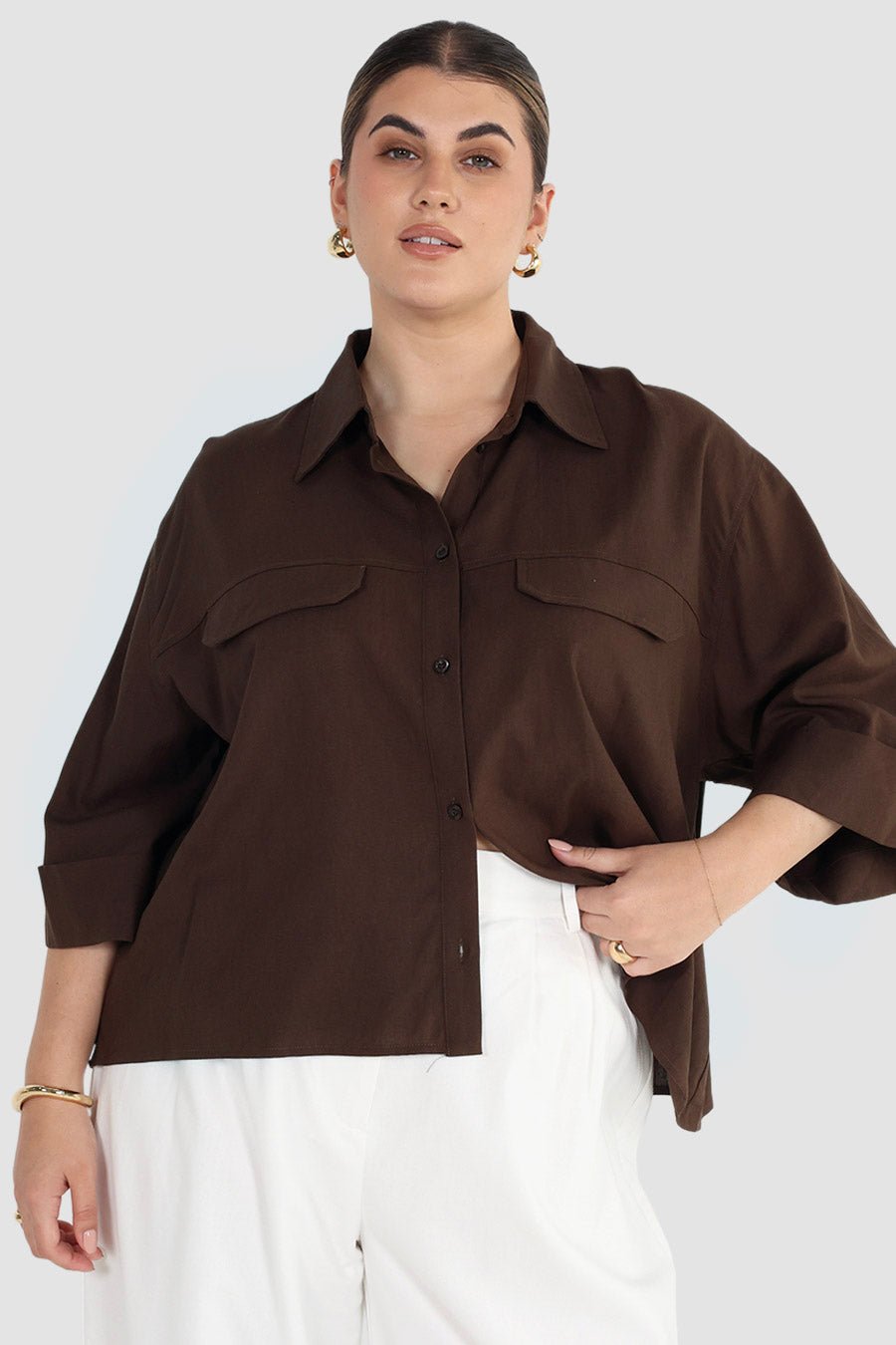 BOSTON BUTTON SHIRT ESPRESSO - Fayt The Label