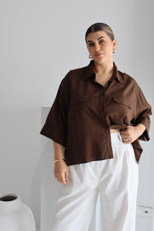 BOSTON BUTTON SHIRT ESPRESSO - Fayt The Label
