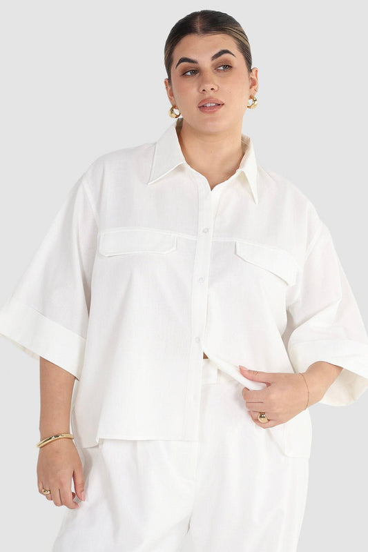 BOSTON BUTTON SHIRT WHITE - Fayt The Label
