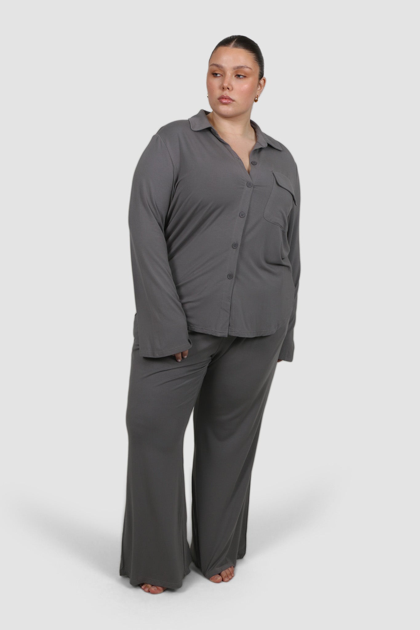 BUTTERY SLEEP TOP L/S GREY - Fayt The Label