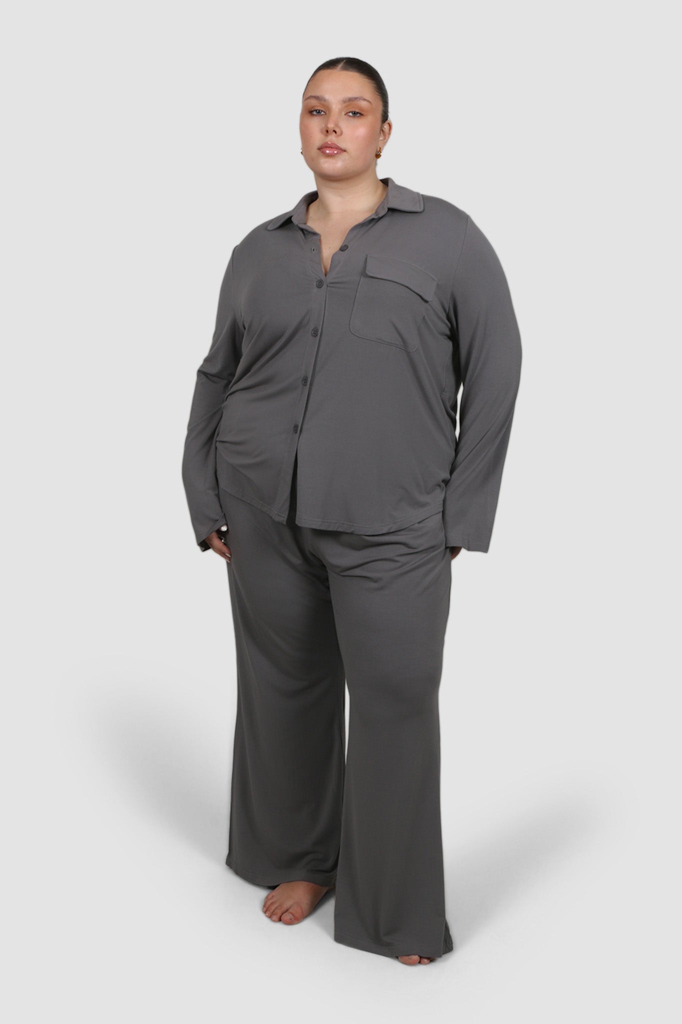 BUTTERY SLEEP TOP L/S GREY - Fayt The Label