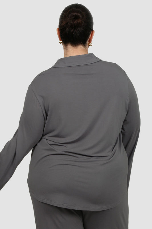 BUTTERY SLEEP TOP L/S GREY - Fayt The Label