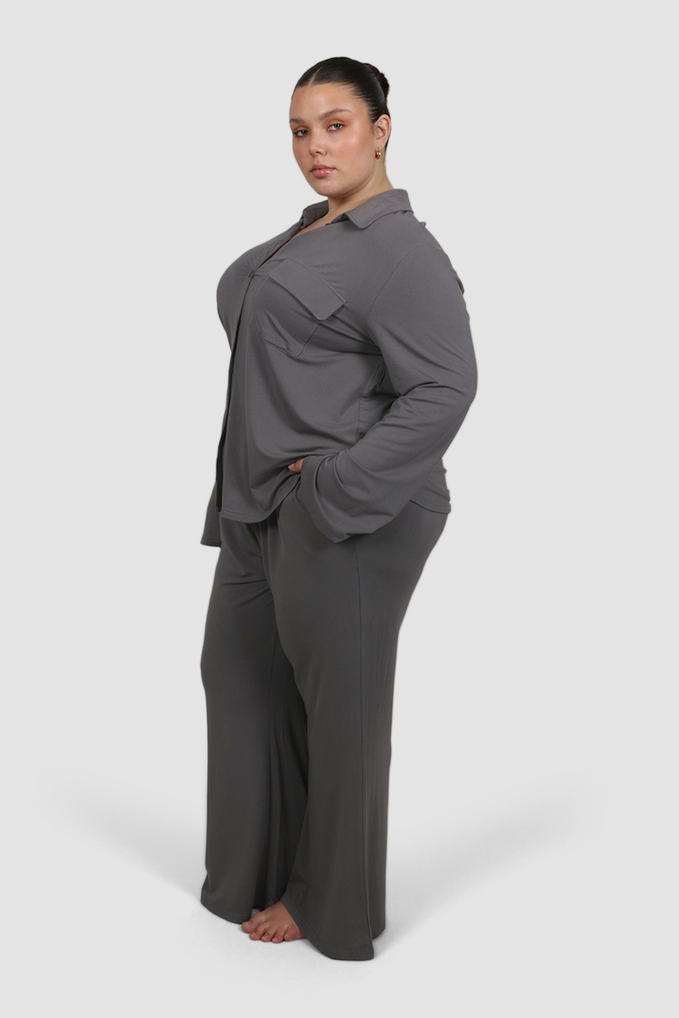 BUTTERY SLEEP TOP L/S GREY - Fayt The Label
