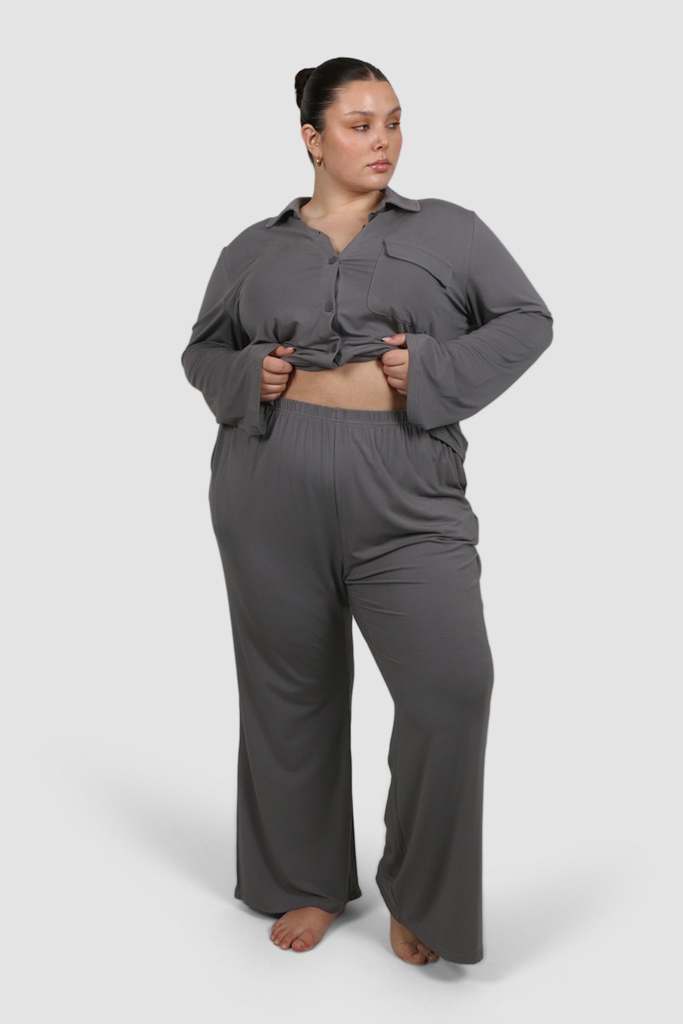 BUTTERY SLEEP TOP L/S GREY - Fayt The Label
