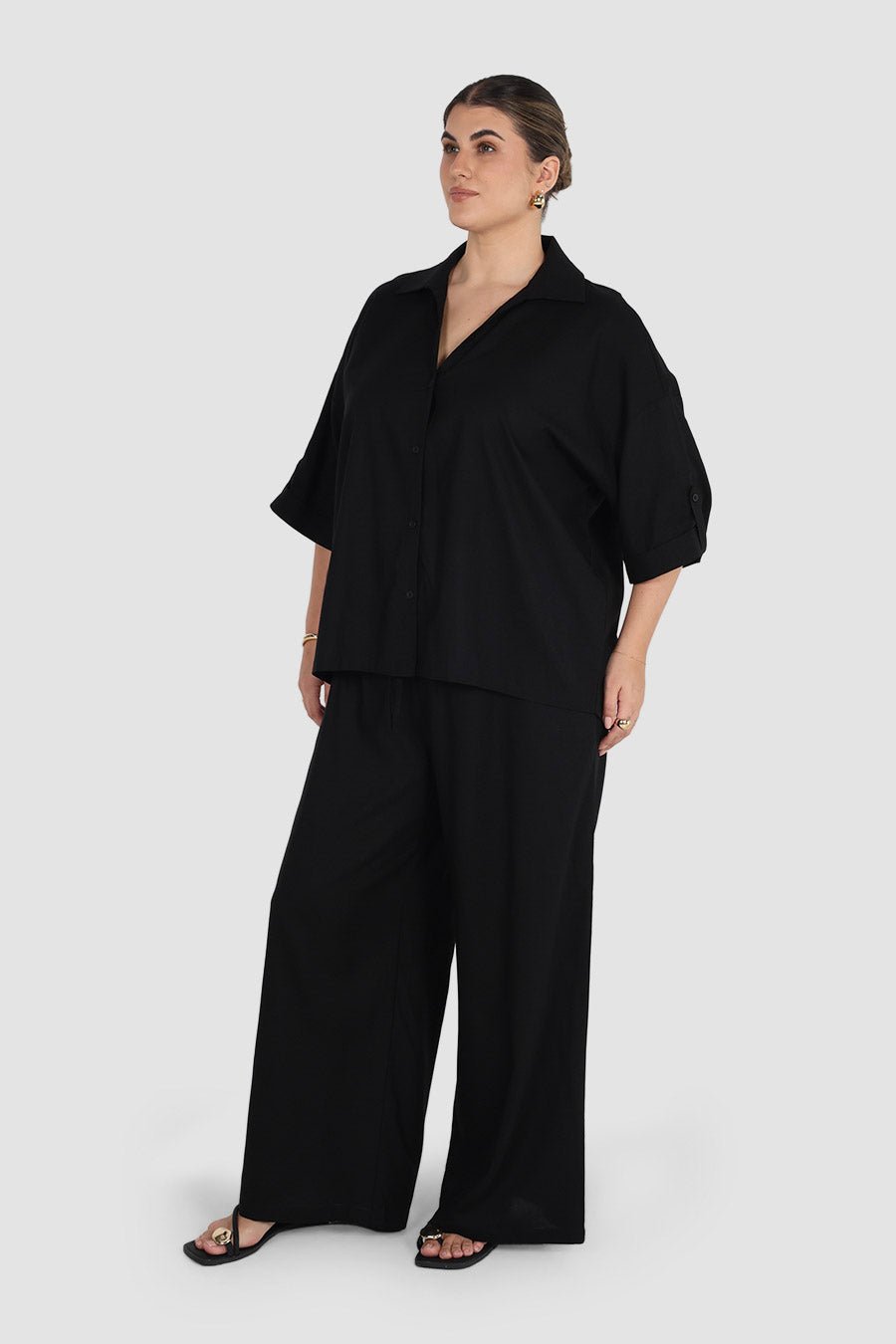 BYRON WIDE LEG PANT BLACK - Fayt The Label