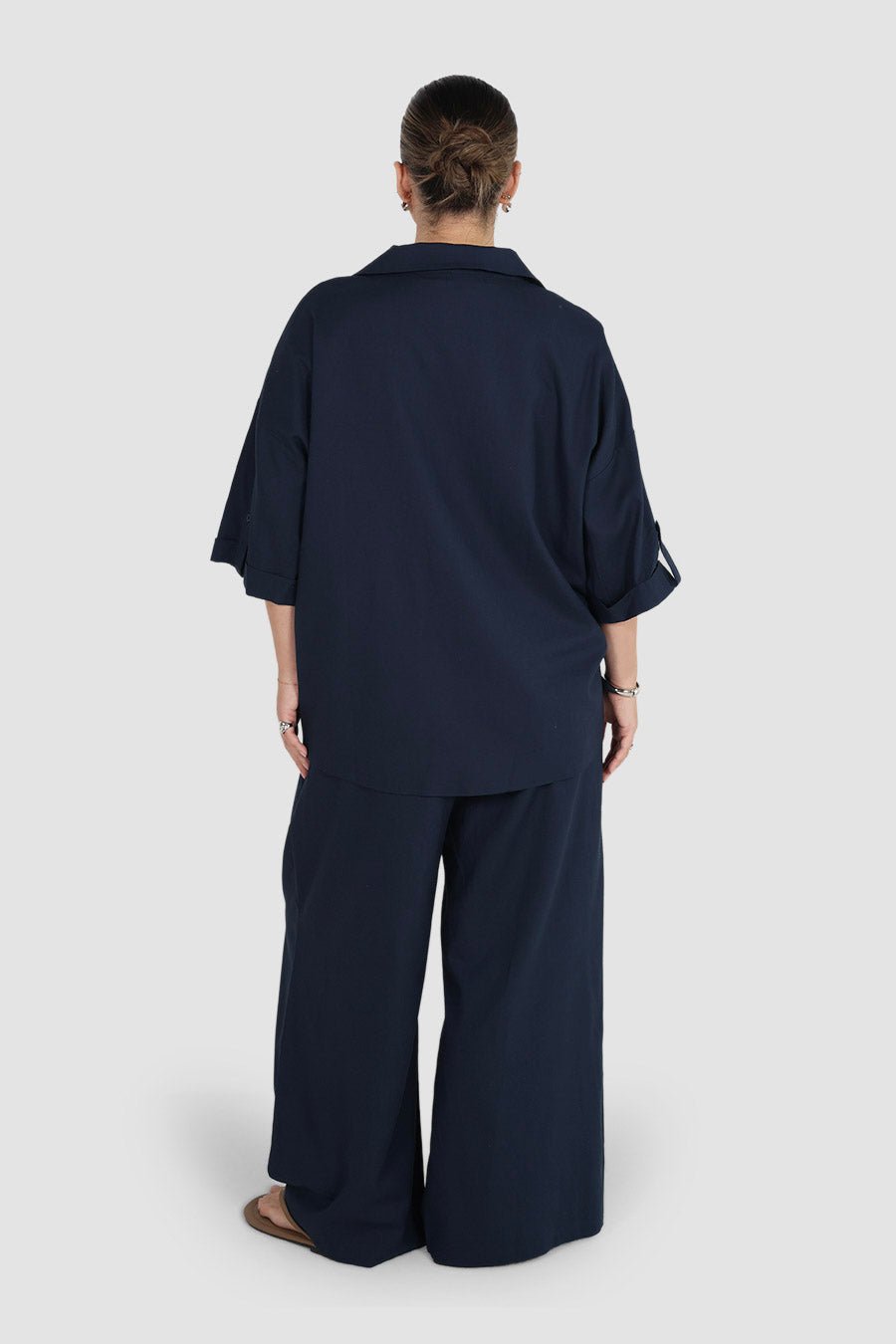 BYRON WIDE LEG PANT NAVY - Fayt The Label