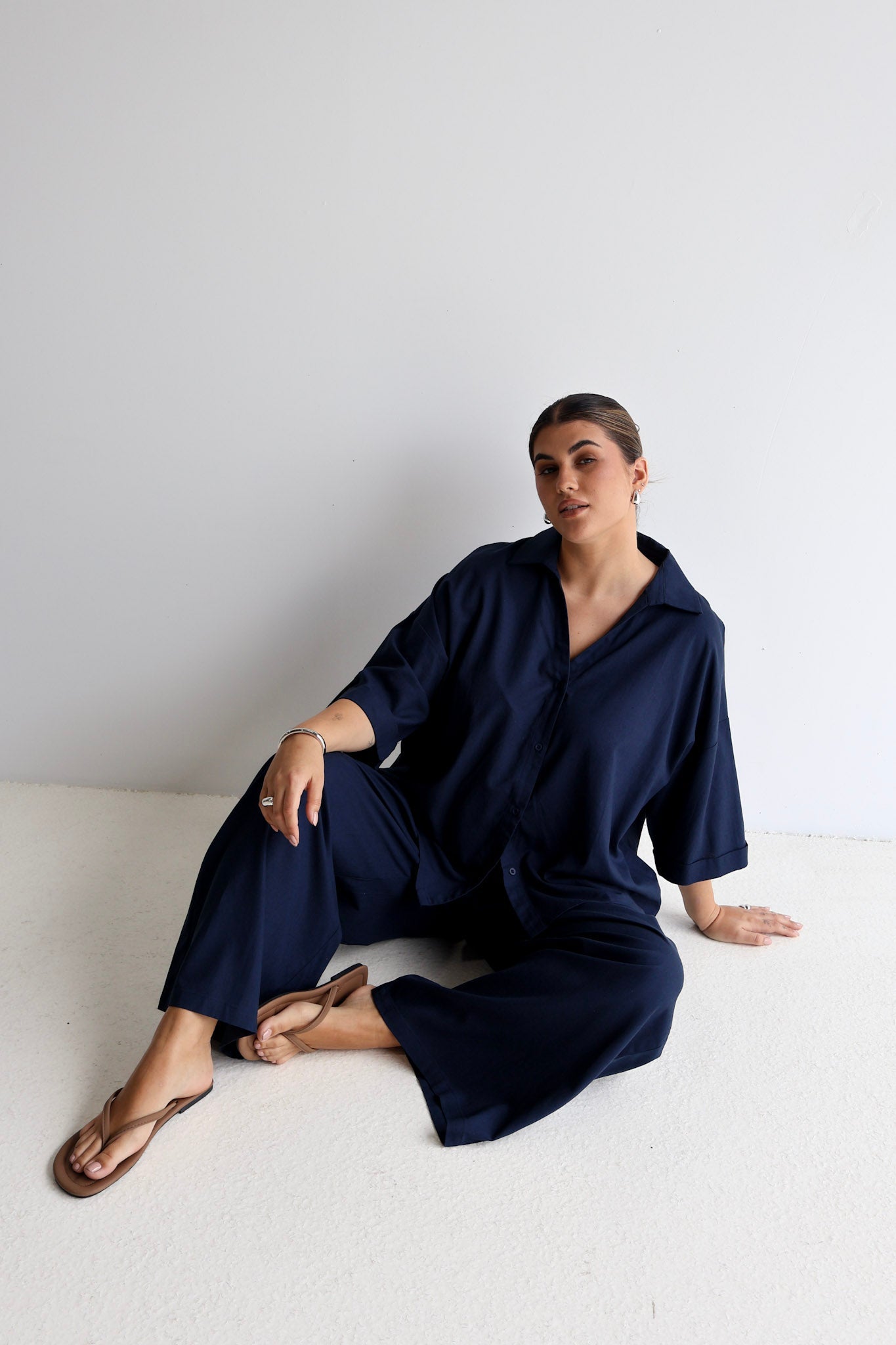 BYRON WIDE LEG PANT NAVY - Fayt The Label