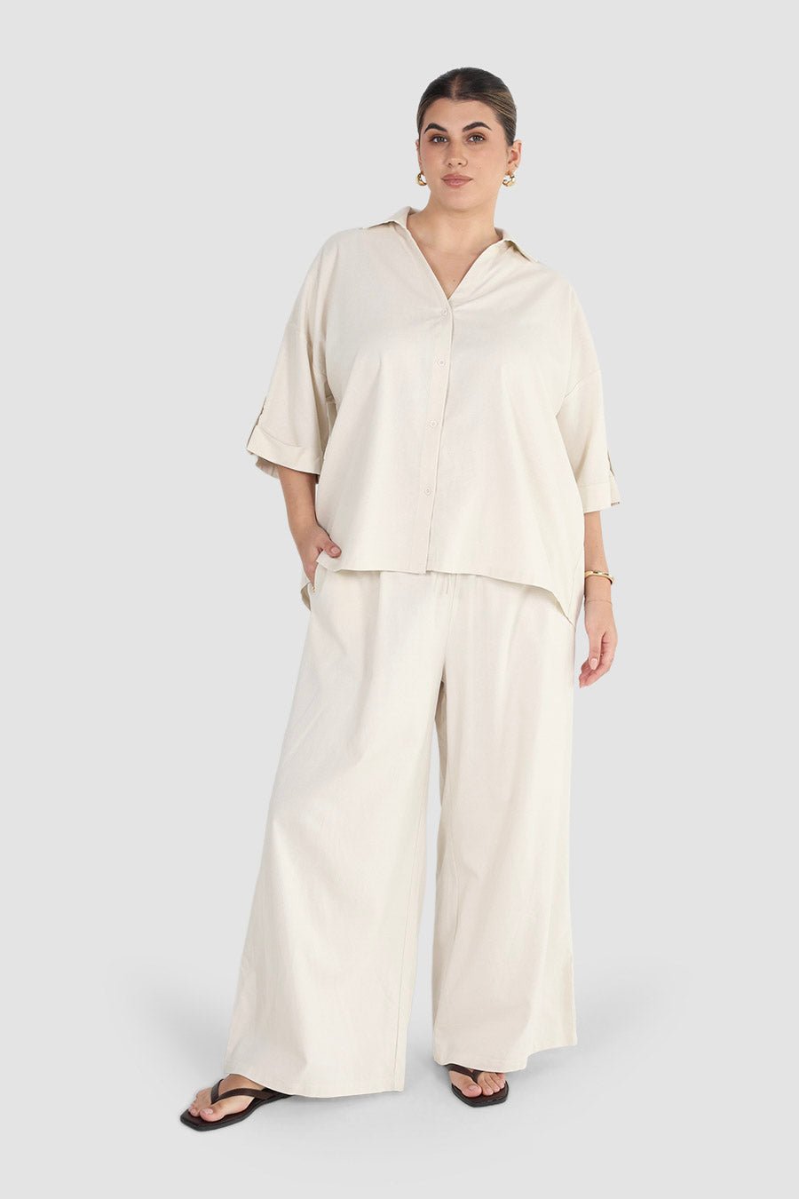 BYRON WIDE LEG PANT VANILLA - Fayt The Label