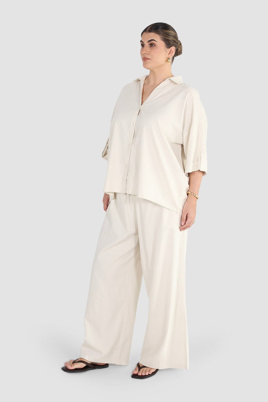 BYRON WIDE LEG PANT VANILLA - Fayt The Label